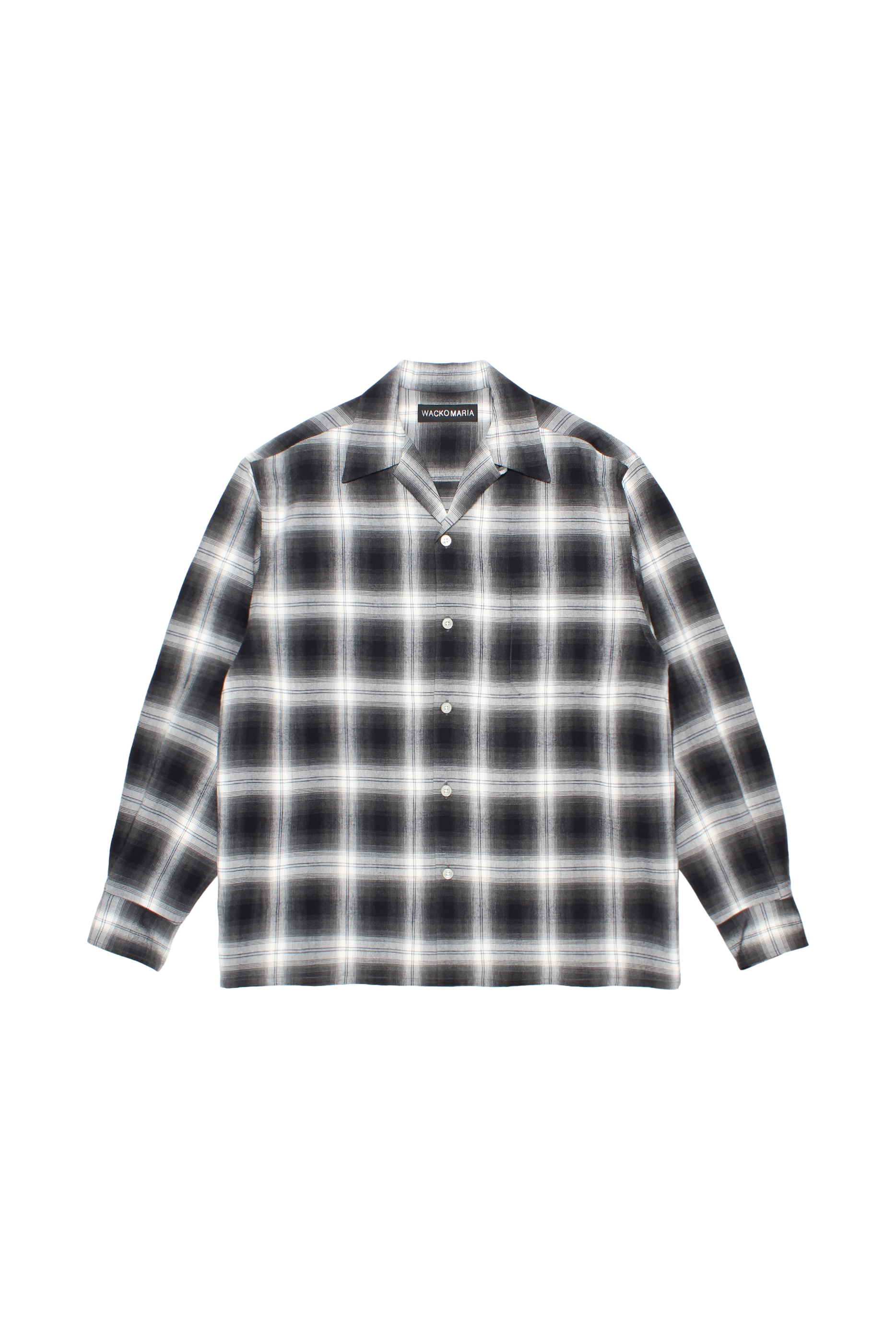 OMBRE CHECK OPEN COLLAR SHIRT L/S ( TYPE-1 )(GRAY)