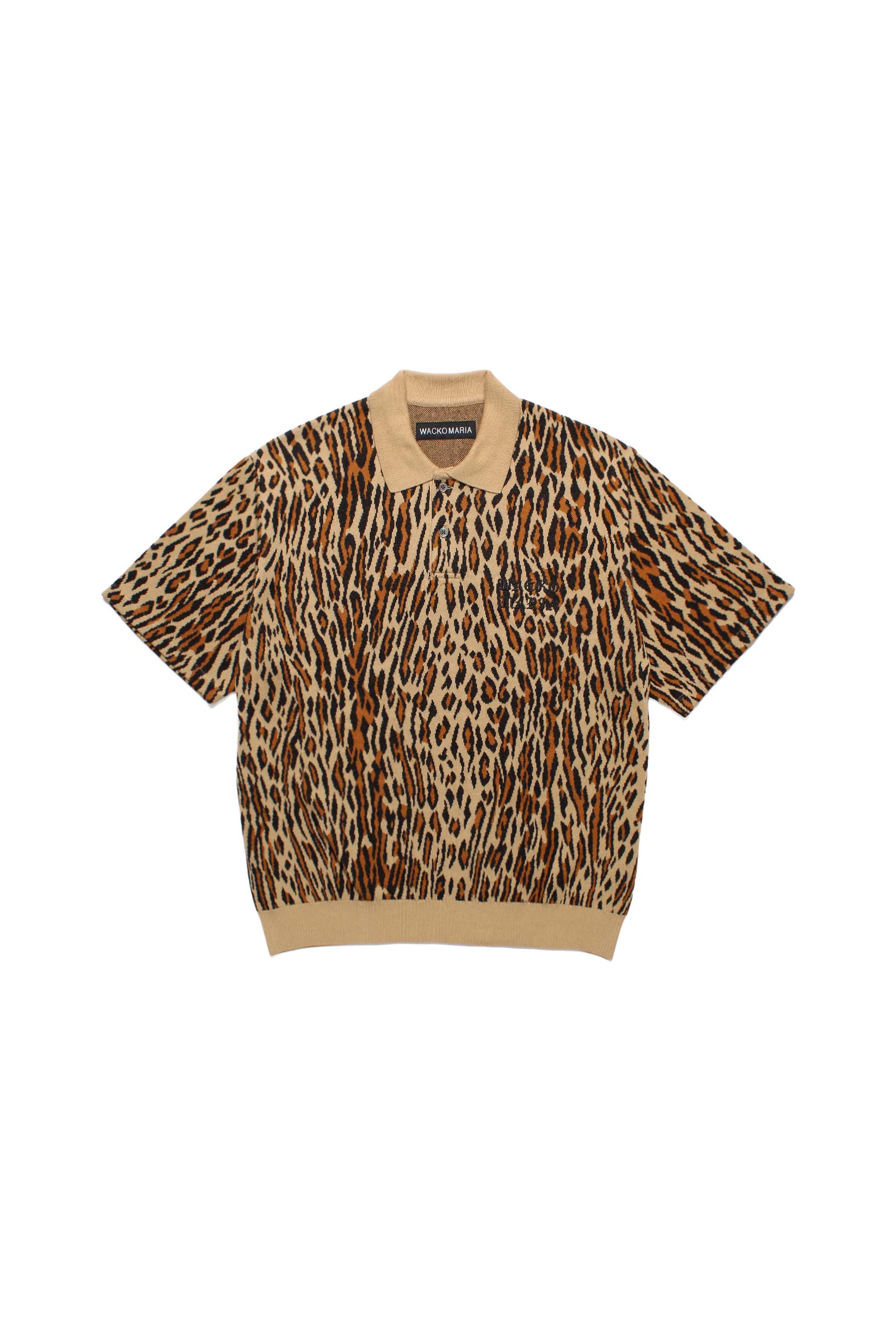 LEOPARD KNIT POLO SHIRT ( TYPE-1 )(BEIGE)