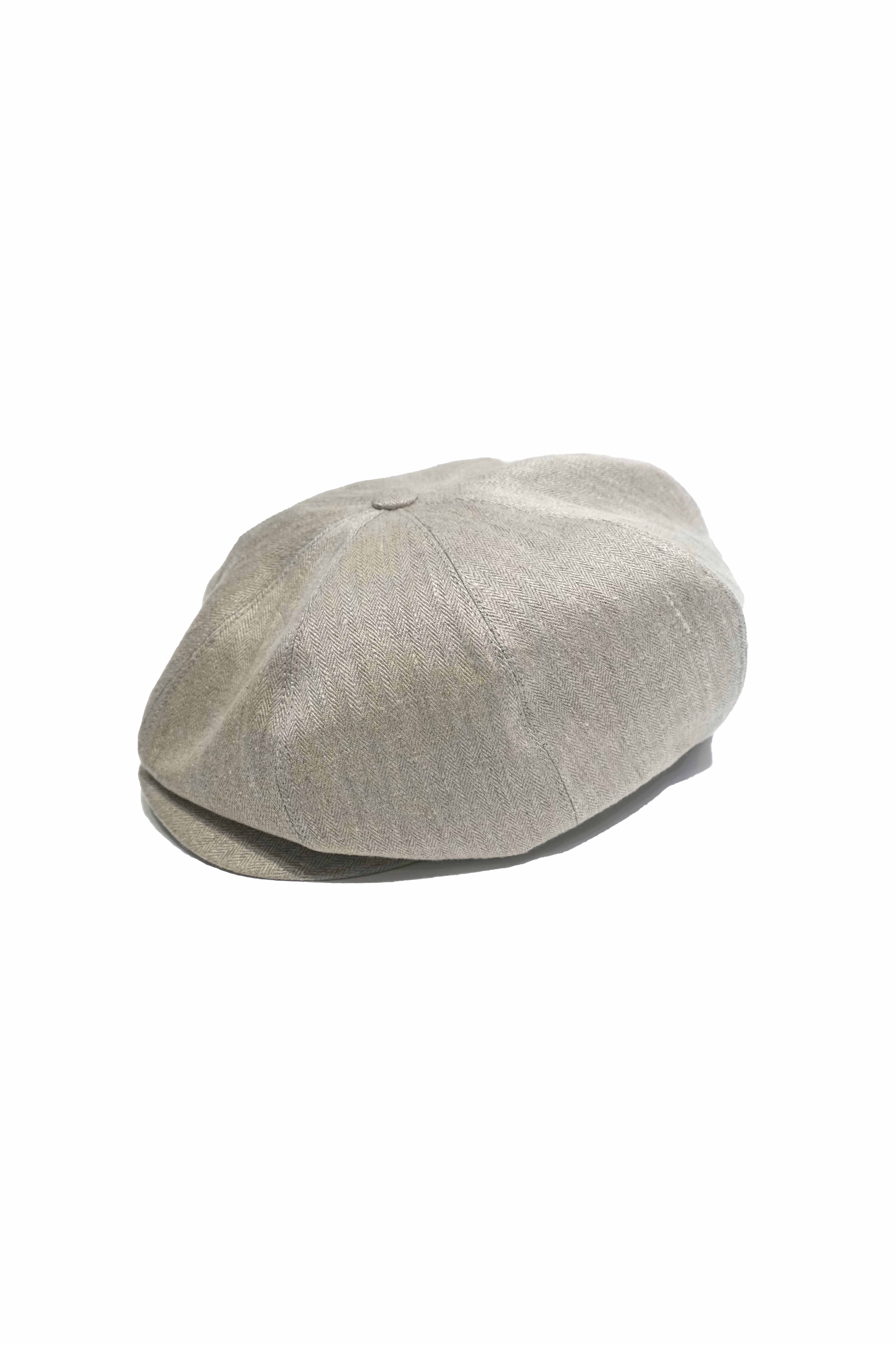 LINEN HERRINGBONE PEAKED CAP（OATMEAL）