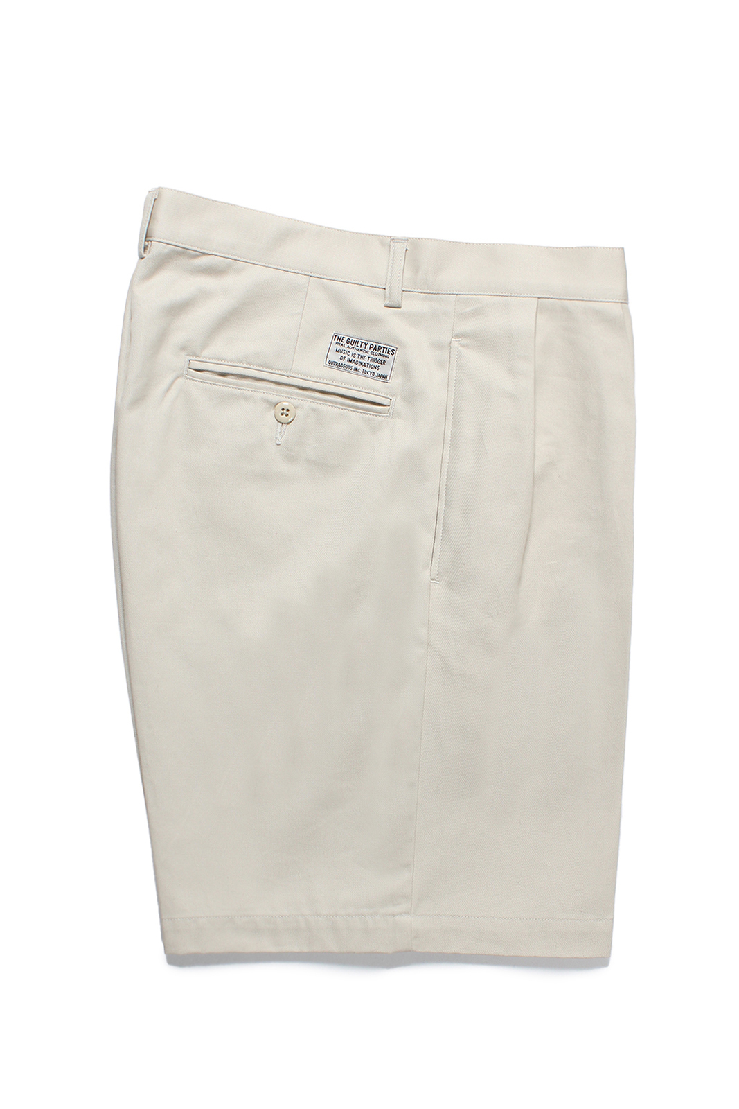 DOUBLE PLEATED CHINO SHORT TROUSERS（L-BEIGE）