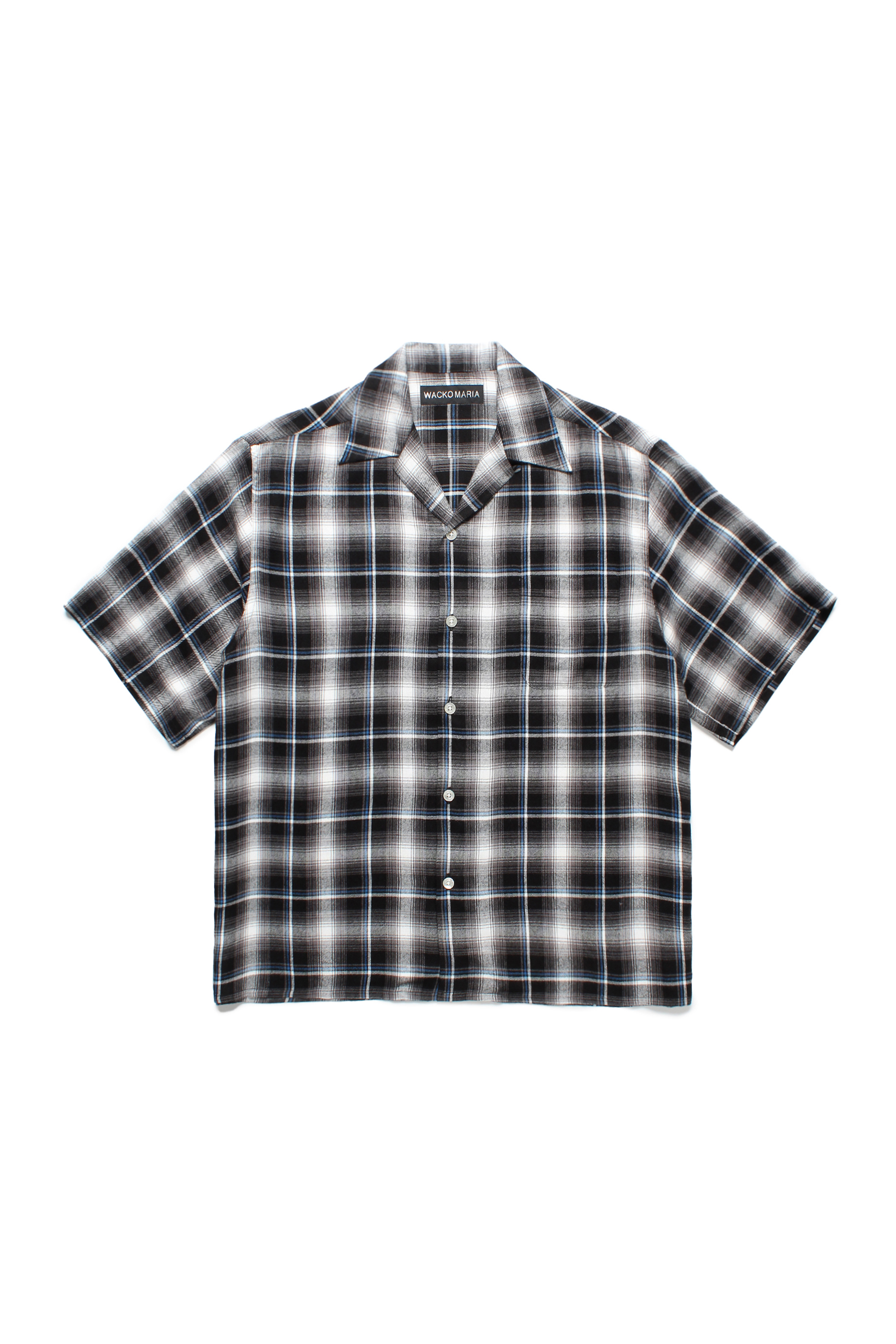 OMBRE CHECK OPEN COLLAR SHIRT S/S ( TYPE-1 )（GRAY）