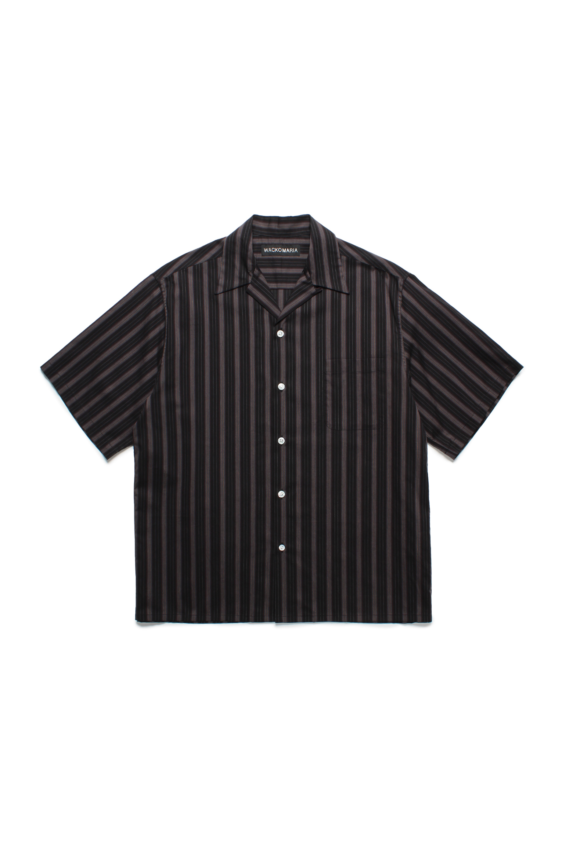 STRIPED OPEN COLLAR SHIRT S/S ( TYPE-2 )（BLACK）