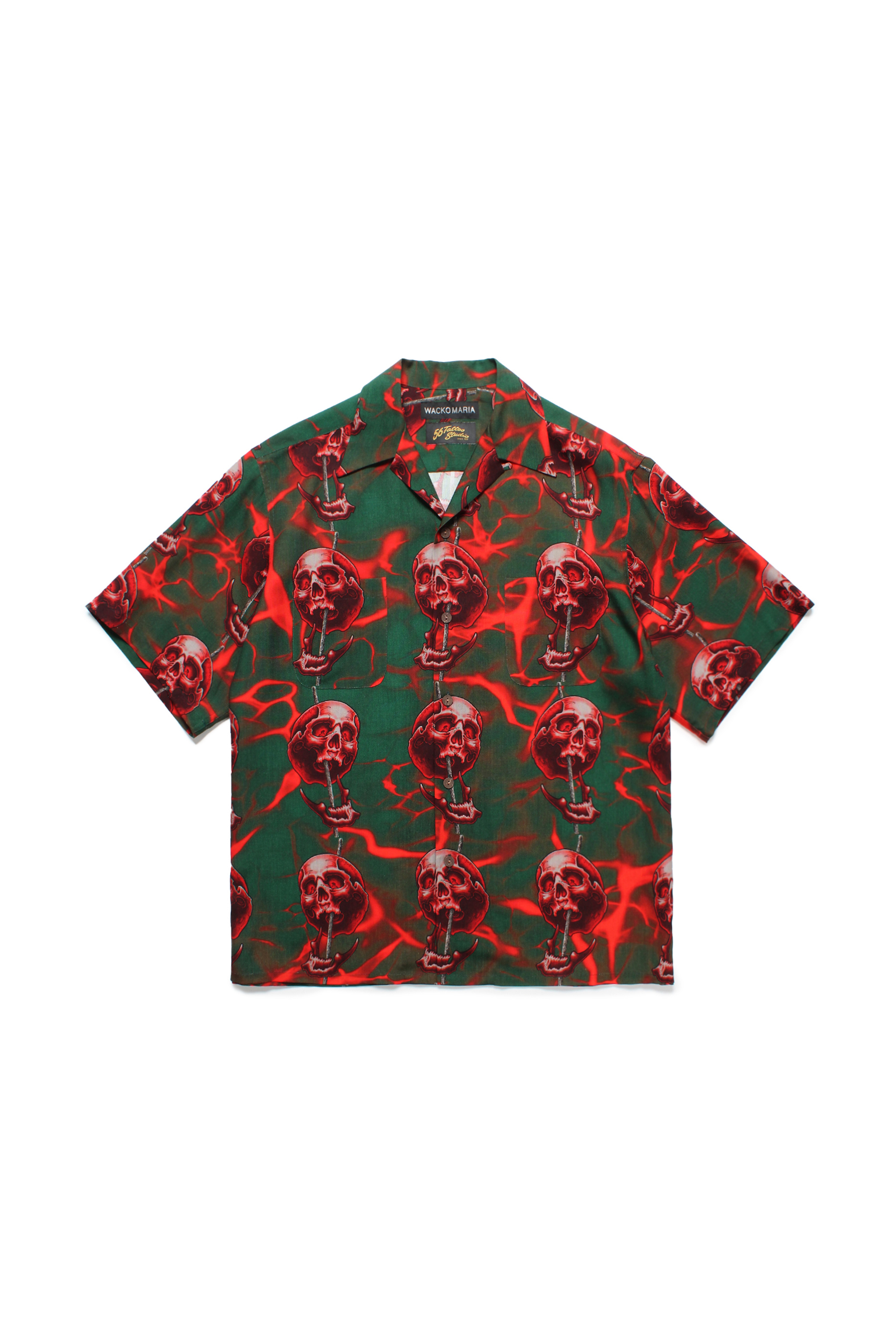 56 TATTOO STUDIO / HAWAIIAN SHIRT S/S（GREEN）