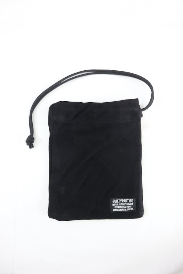 SUEDE LEATHER SHOULDER POUCH（BLACK）