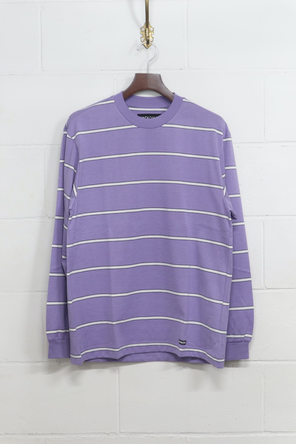 STRIPED CREW NECK LONG SLEEVE T-SHIRT ( TYPE-1 )（PURPLE）