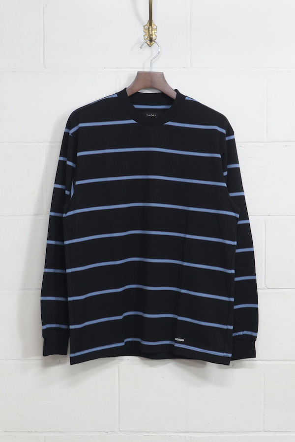 STRIPED CREW NECK LONG SLEEVE T-SHIRT ( TYPE-1 )（BLACK）