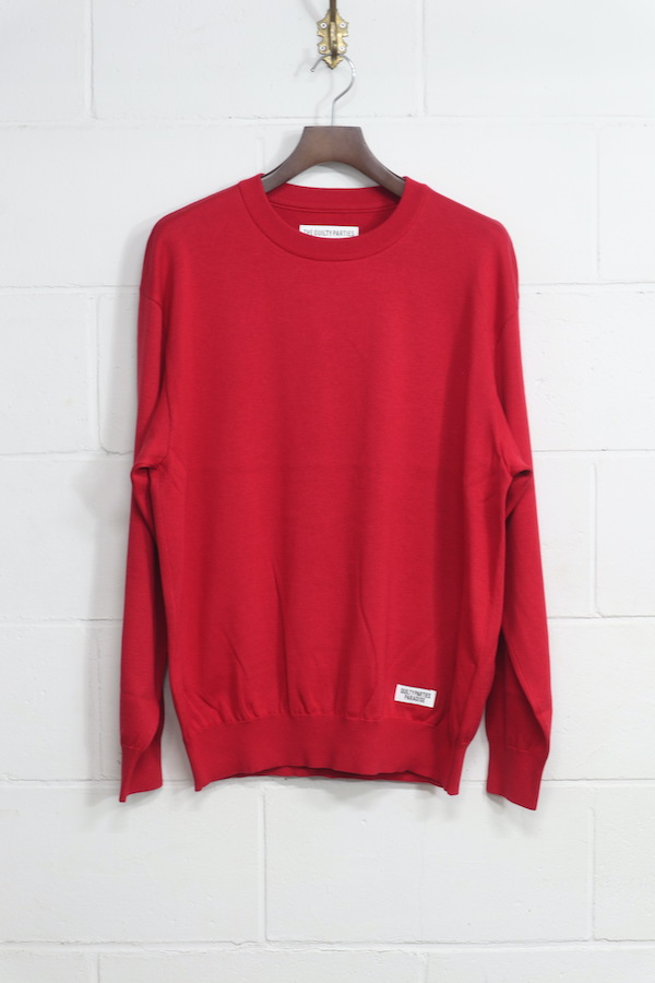 COTTON KNIT CREW NECK SWEATER ( TYPE-1 )（RED）