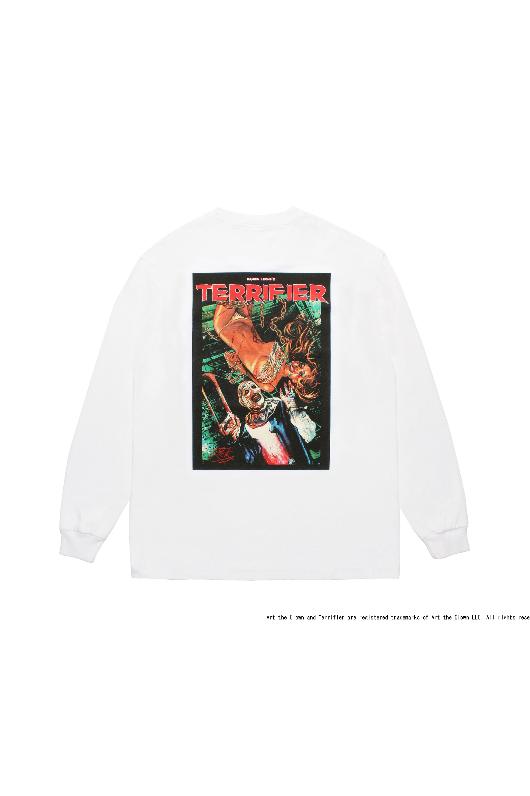 TERRIFIER / WASHED HEAVY WEIGHT CREW NECK LONG SLEEVE T-SHIRT (WHITE)