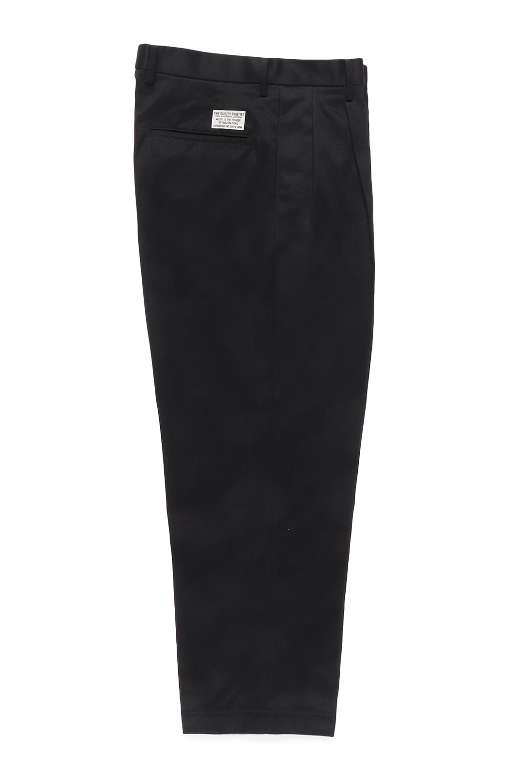 DOUBLE PLEATED CHINO TROUSERS (BLACK)