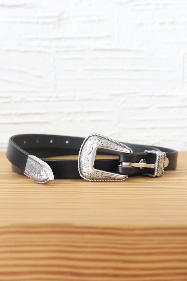 【MOONSHINE LEATHER CO.】ODESSA BUCKLE BELT（BLACK）