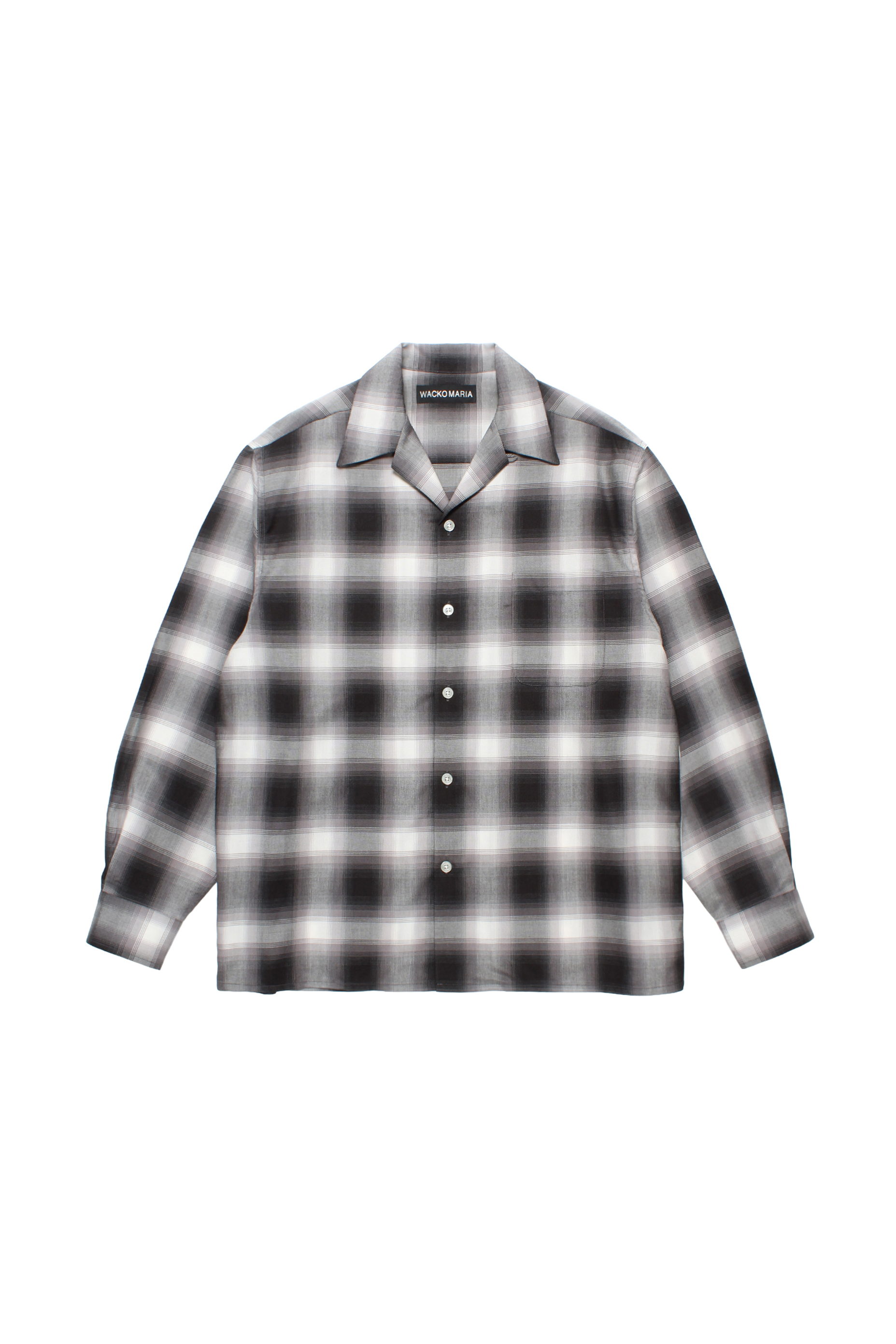 OMBRE CHECK OPEN COLLAR SHIRT L/S ( TYPE-2 )（GRAY）