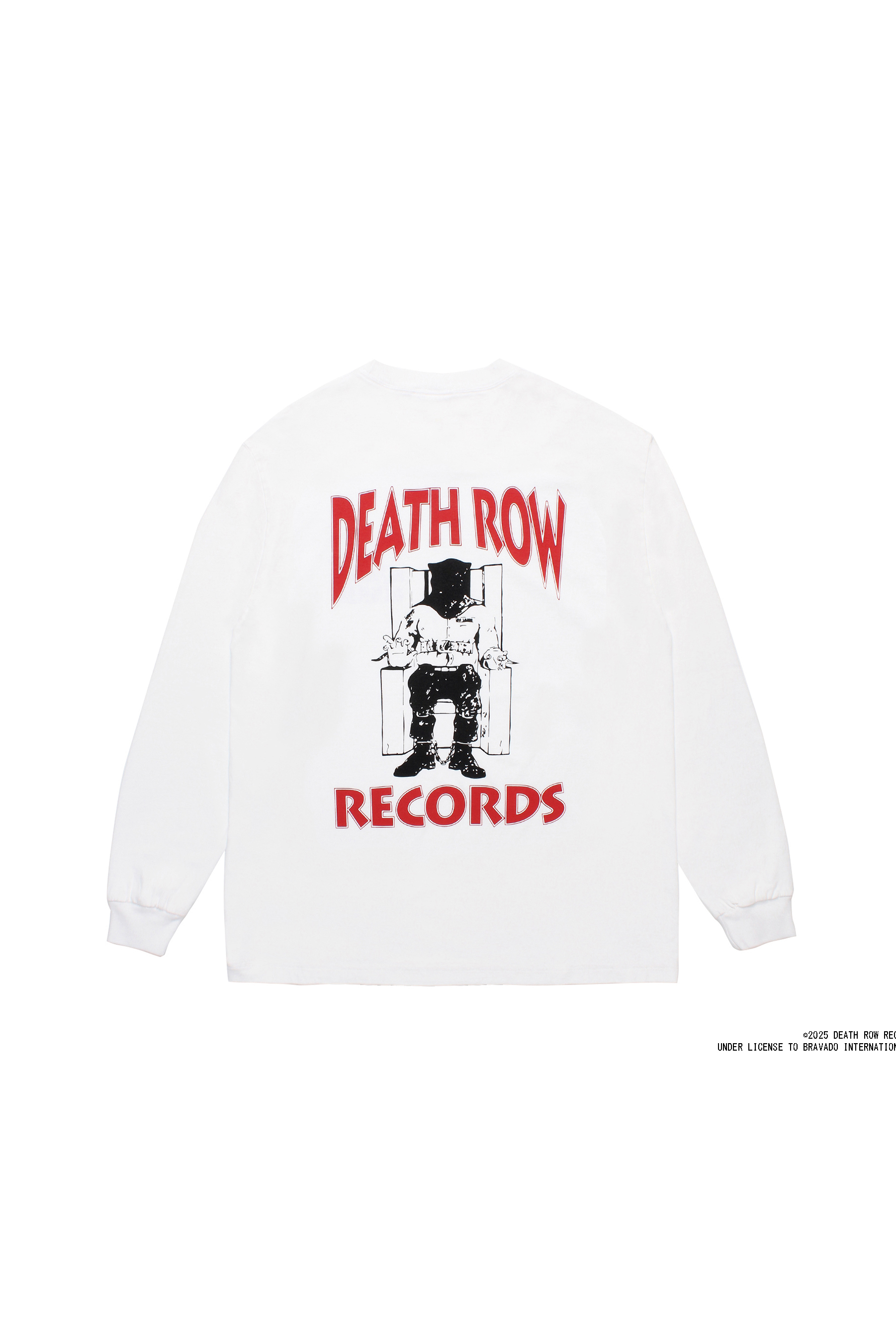 DEATH ROW RECORDS / WASHED HEAVY WEIGHT CREW NECK LONG SLEEVE T-SHIRT（WHITE）
