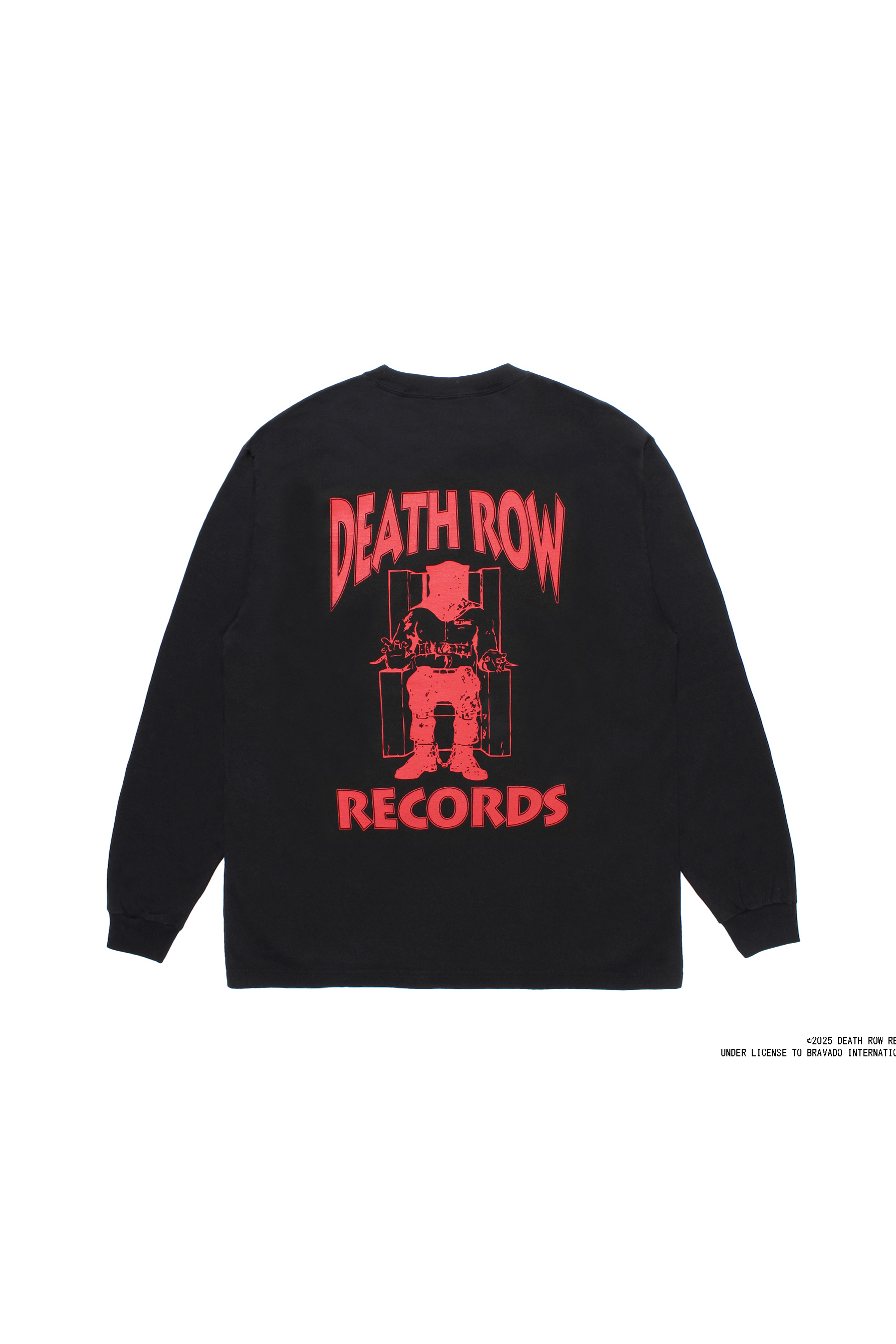 DEATH ROW RECORDS / WASHED HEAVY WEIGHT CREW NECK LONG SLEEVE T-SHIRT（BLACK）