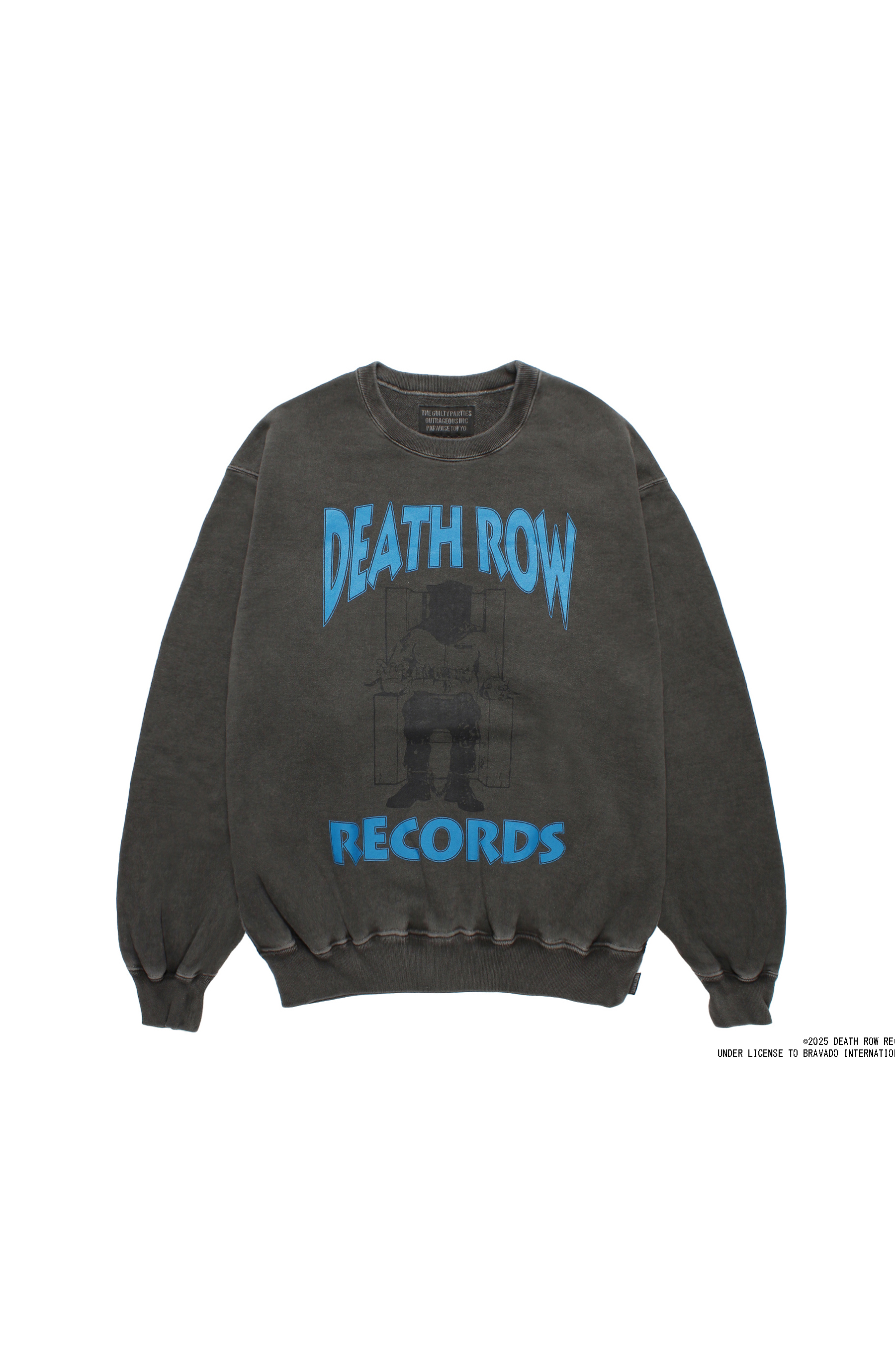 DEATH ROW RECORDS / WASHED MIDDLE WEIGHT CREW NECK SWEAT SHIRT（GRAY）