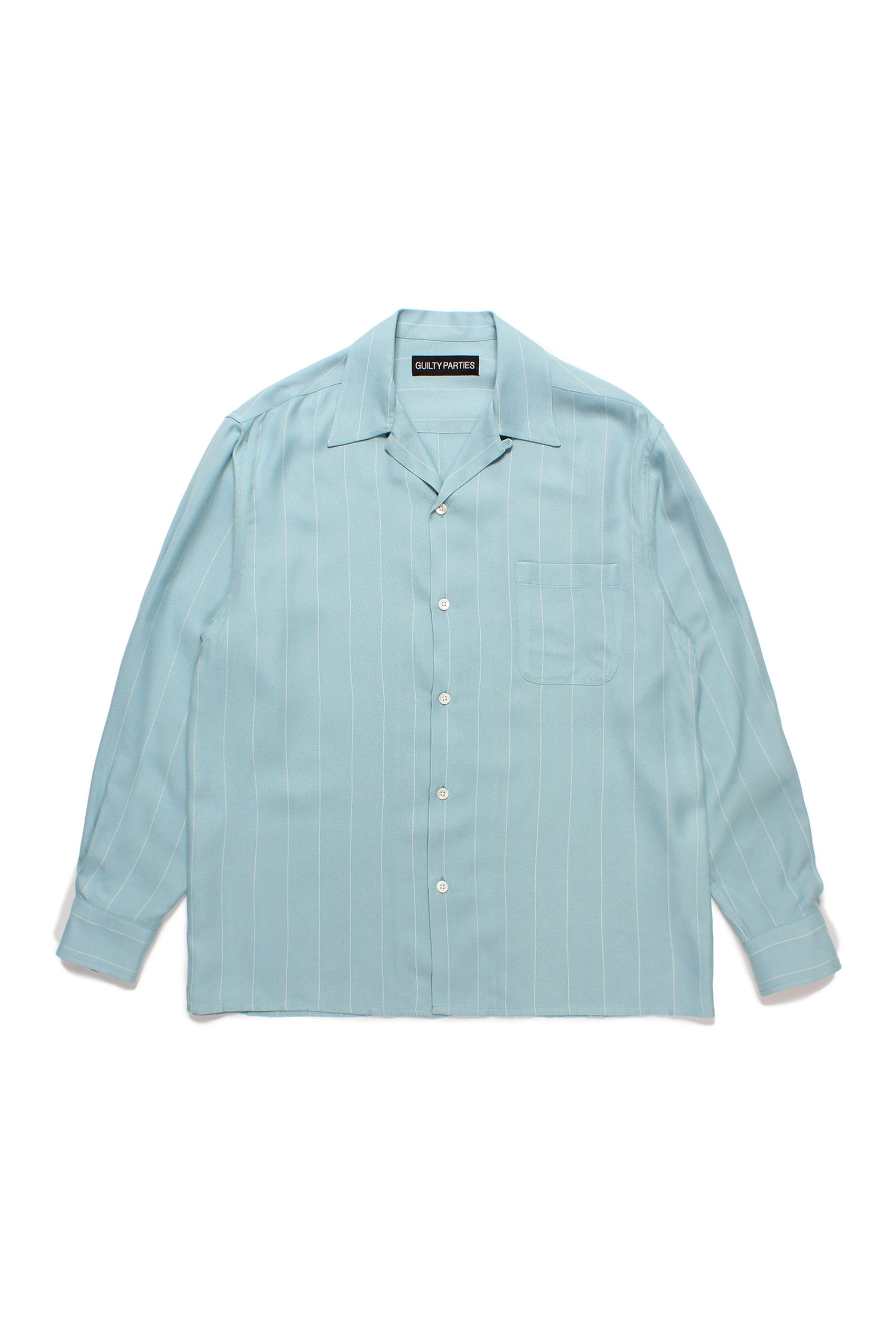 STRIPED OPEN COLLAR SHIRT L/S ( TYPE-2 )（MINT）