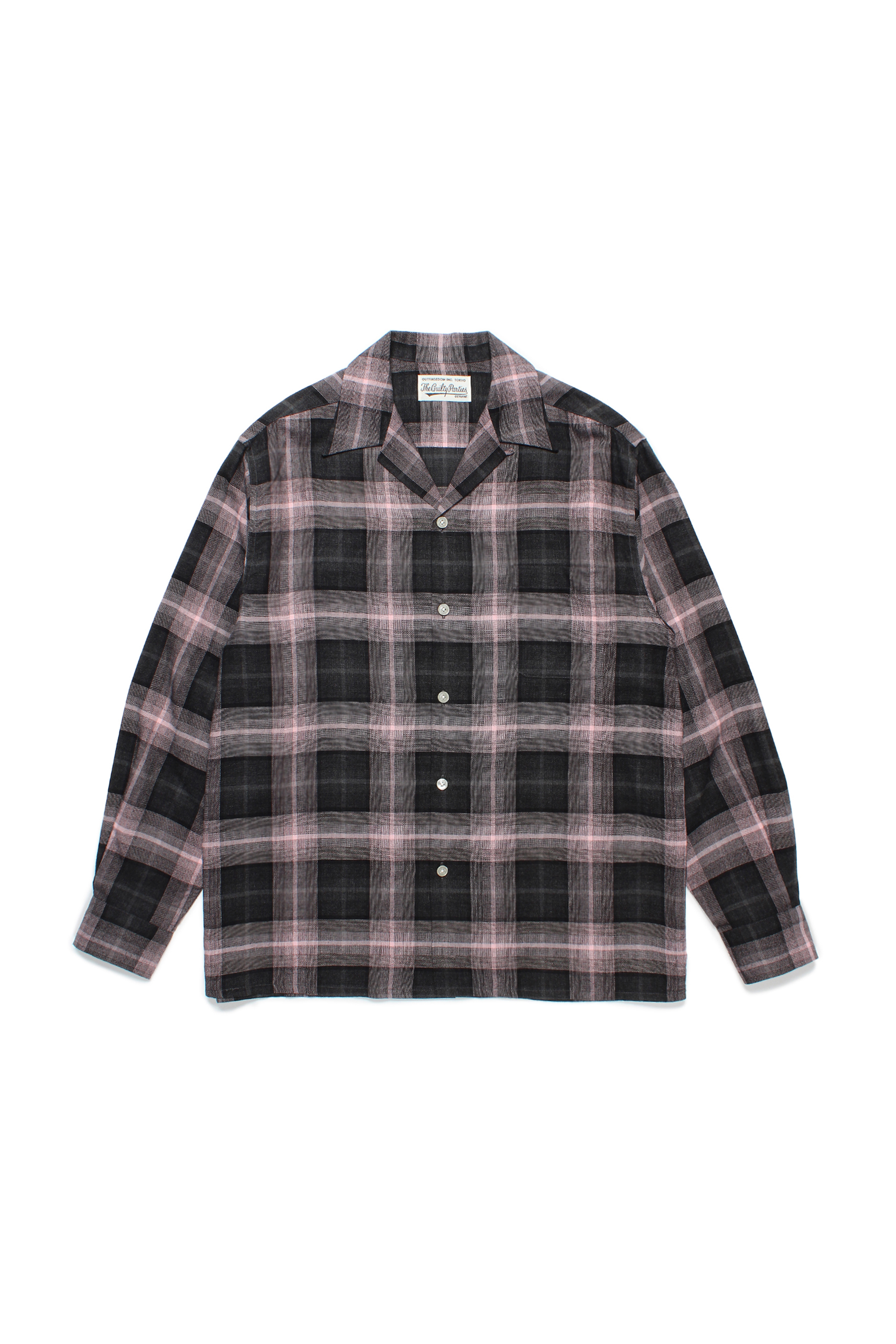 OMBRE CHECK OPEN COLLAR SHIRT L/S ( TYPE-3 ) (PINK)