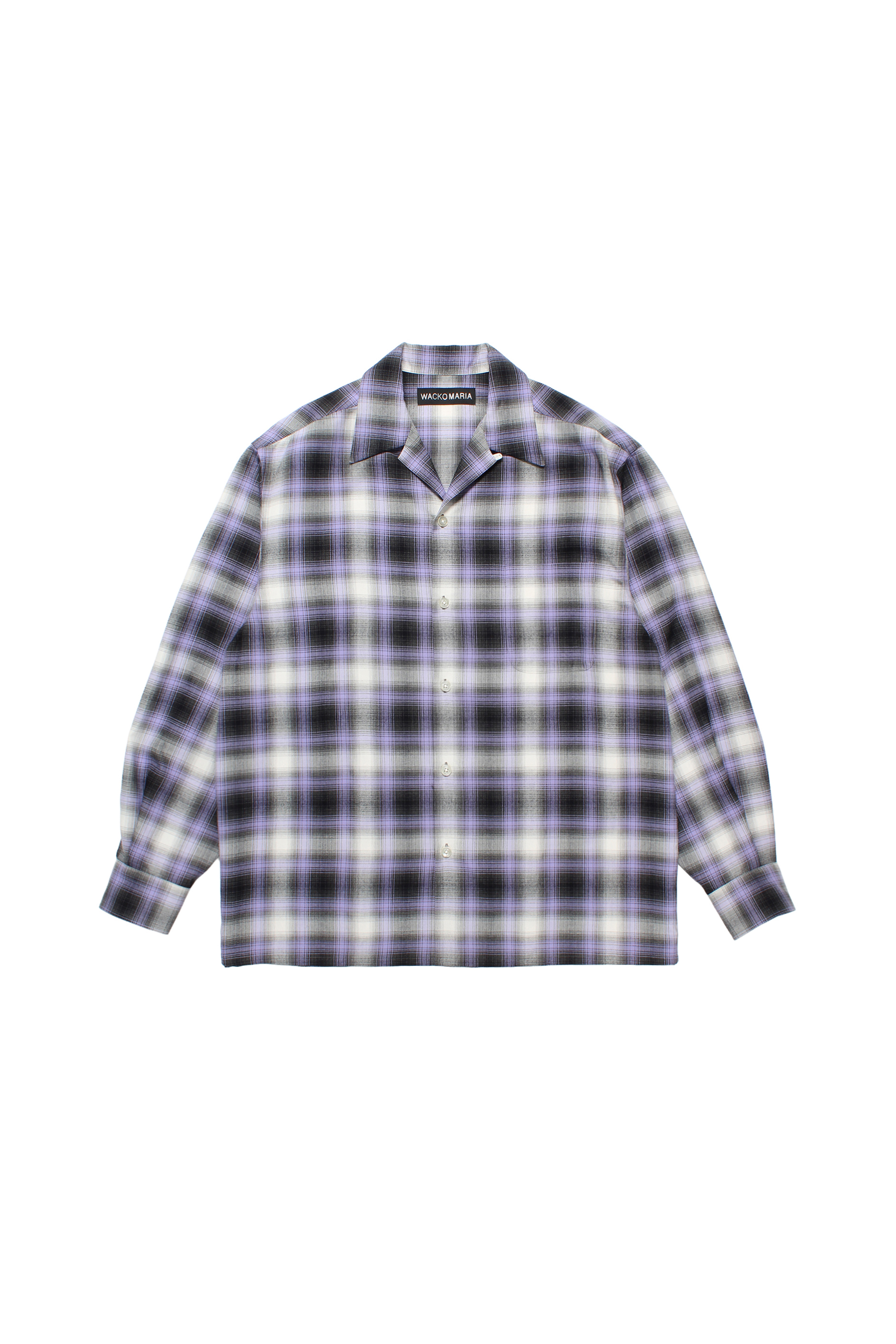 OMBRE CHECK OPEN COLLAR SHIRT L/S ( TYPE-1 )（PURPLE）