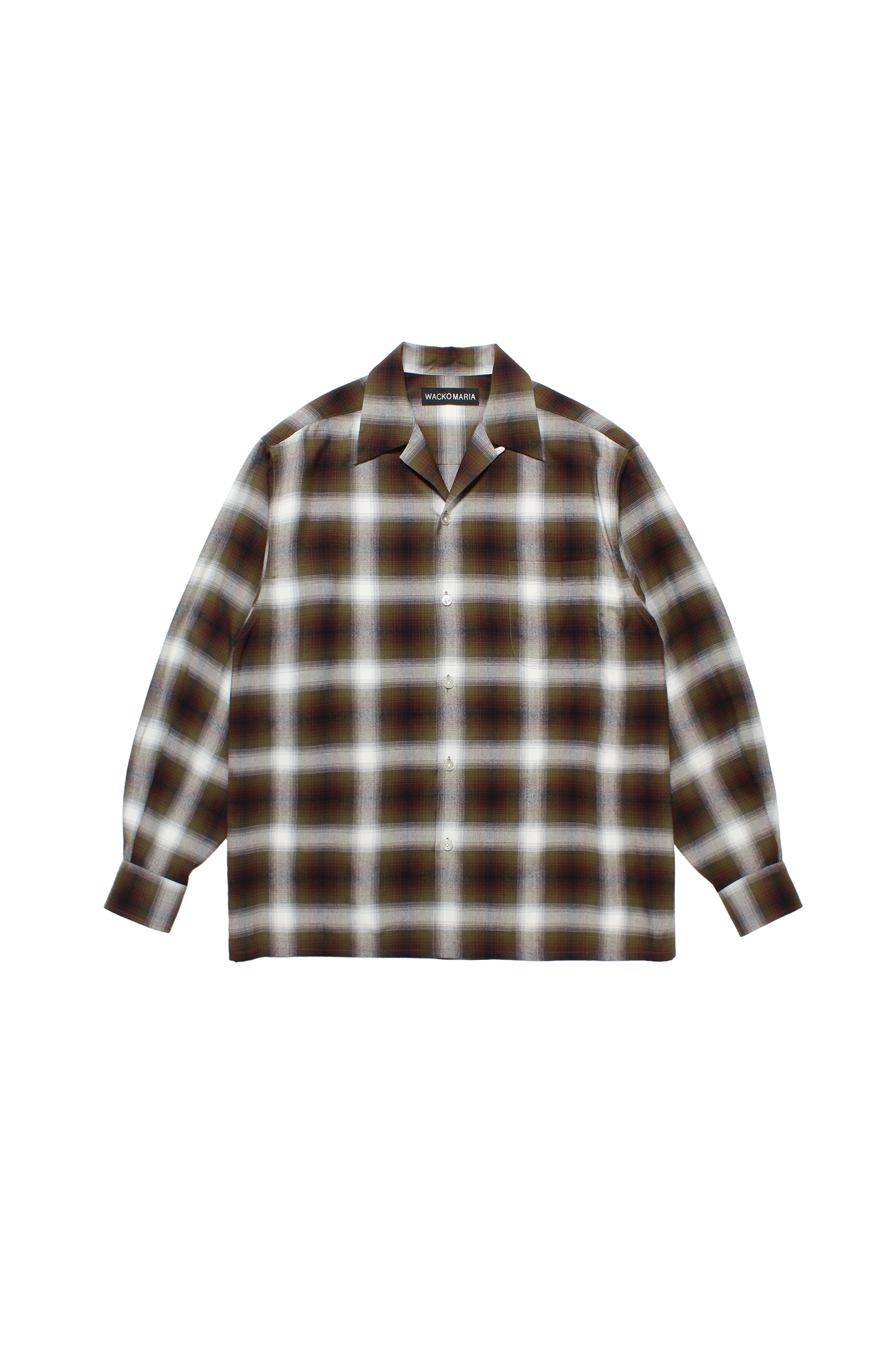 OMBRE CHECK OPEN COLLAR SHIRT L/S ( TYPE-1 )（KHAKI）