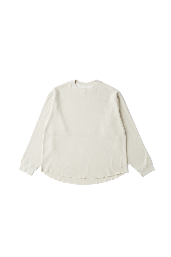 CREW-NECK SILK NEP RIBED TOPS（NATURAL）