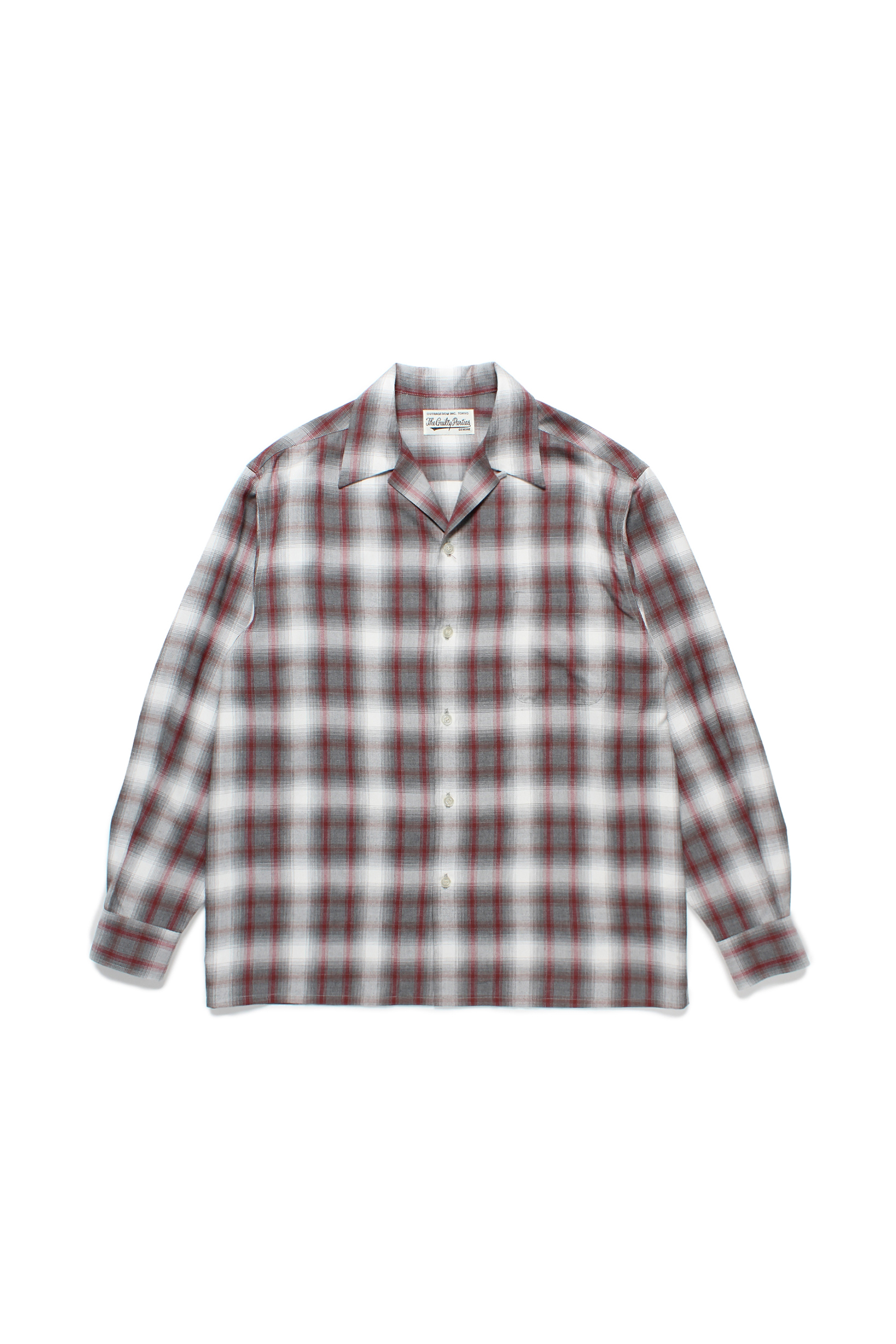 OMBRE CHECK OPEN COLLAR SHIRT L/S ( TYPE-2 )（WHITE）