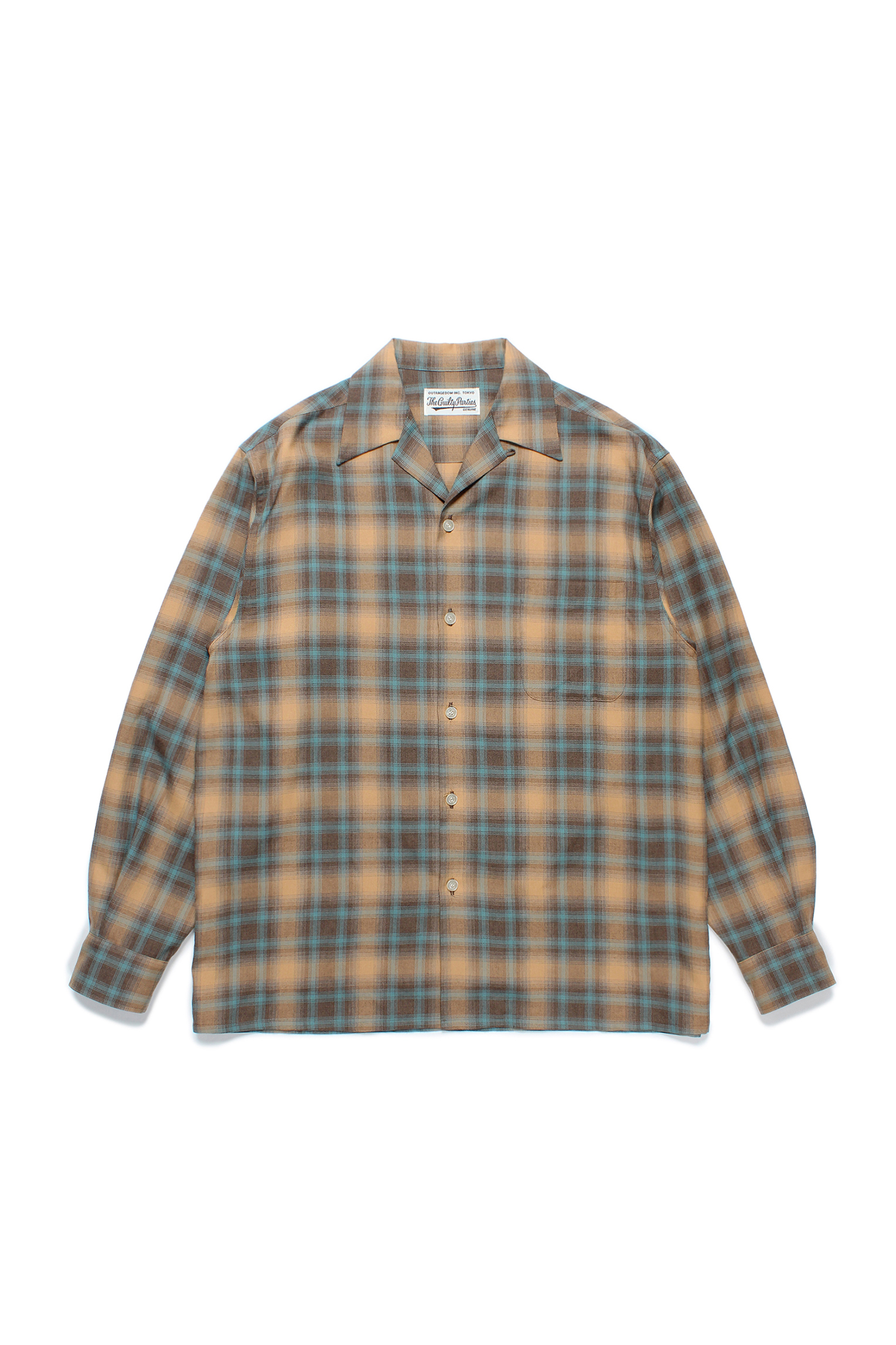 OMBRE CHECK OPEN COLLAR SHIRT L/S ( TYPE-2 )（BROWN）