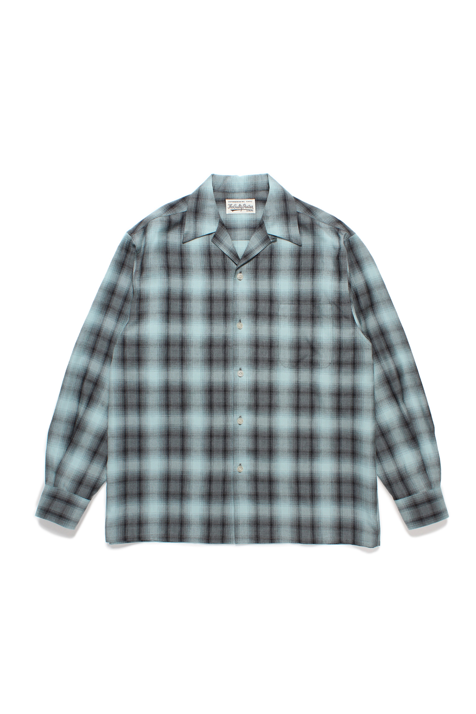 OMBRE CHECK OPEN COLLAR SHIRT L/S ( TYPE-2 )（BLUE）