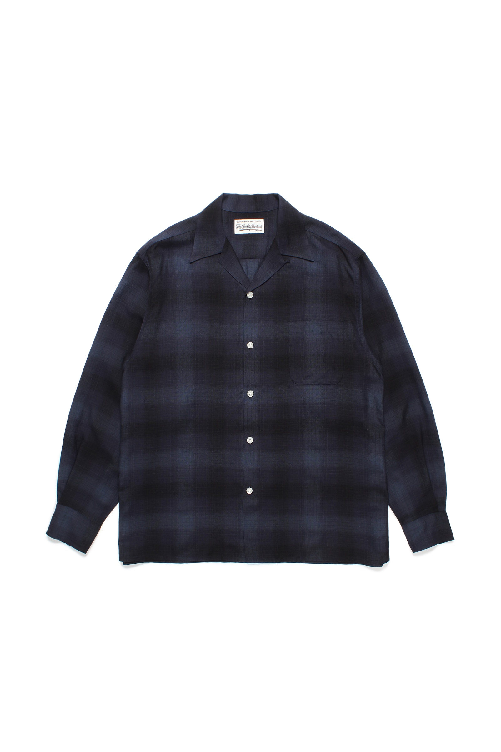 OMBRE CHECK OPEN COLLAR SHIRT L/S ( TYPE-4 )（BLUE）