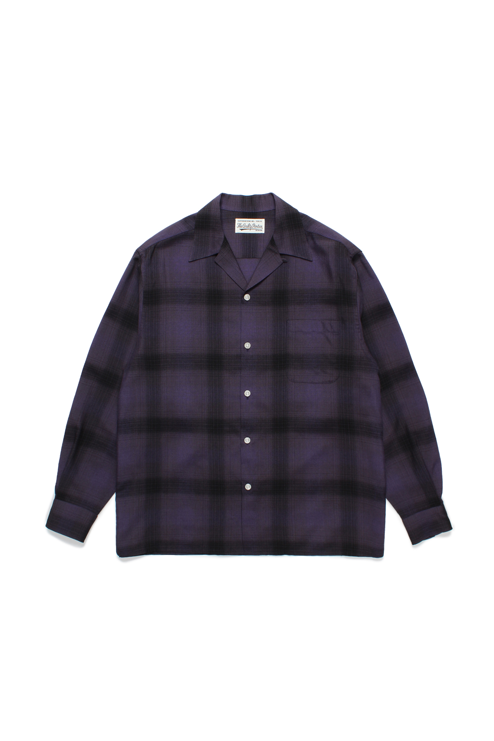 OMBRE CHECK OPEN COLLAR SHIRT L/S ( TYPE-4 )（PURPLE）