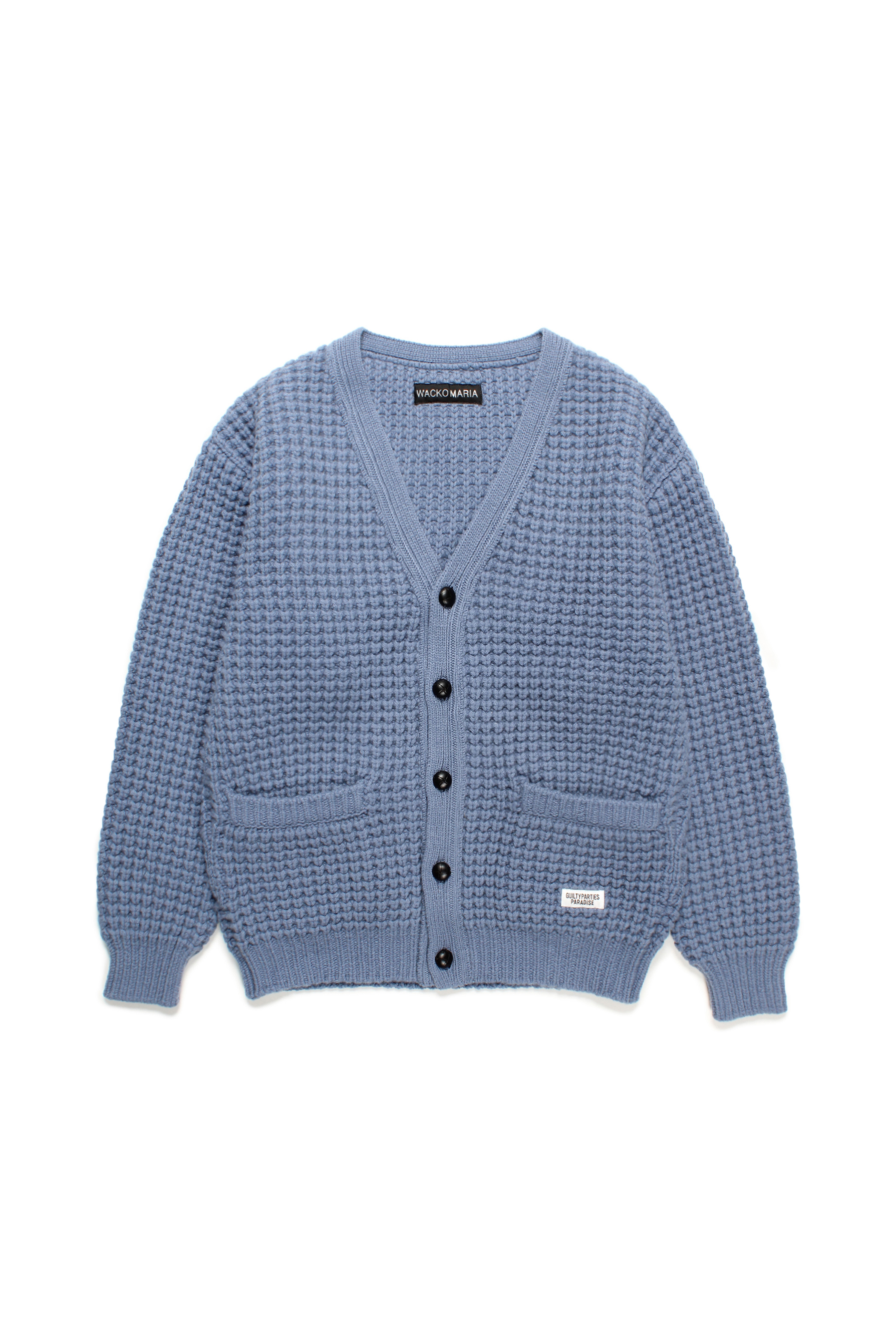 WAFFLE KNIT CARDIGAN（BLUE）