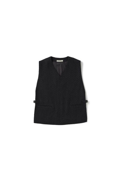 SLIT-SIDE GENTS VEST TWILL (BLACK)