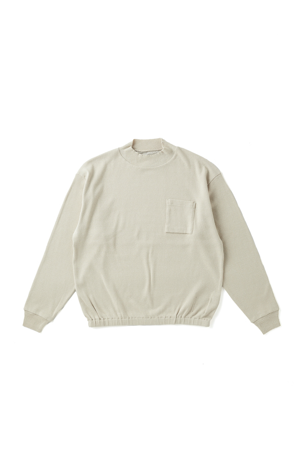 MOCK-NECK SILK NEP RIBED TOPS（FOG）