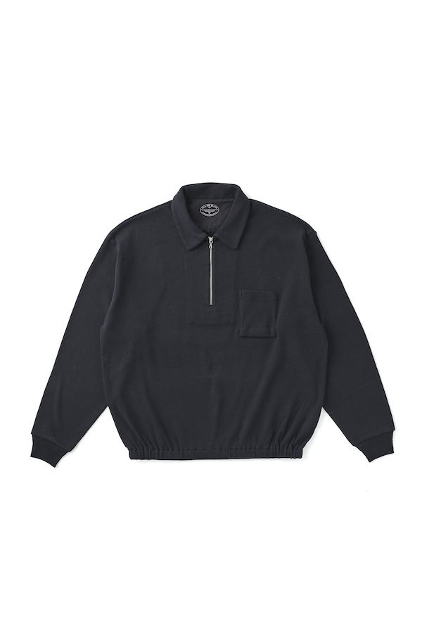 QUATER ZIP SILK NEP RIBED SHIRTS（ONYX）
