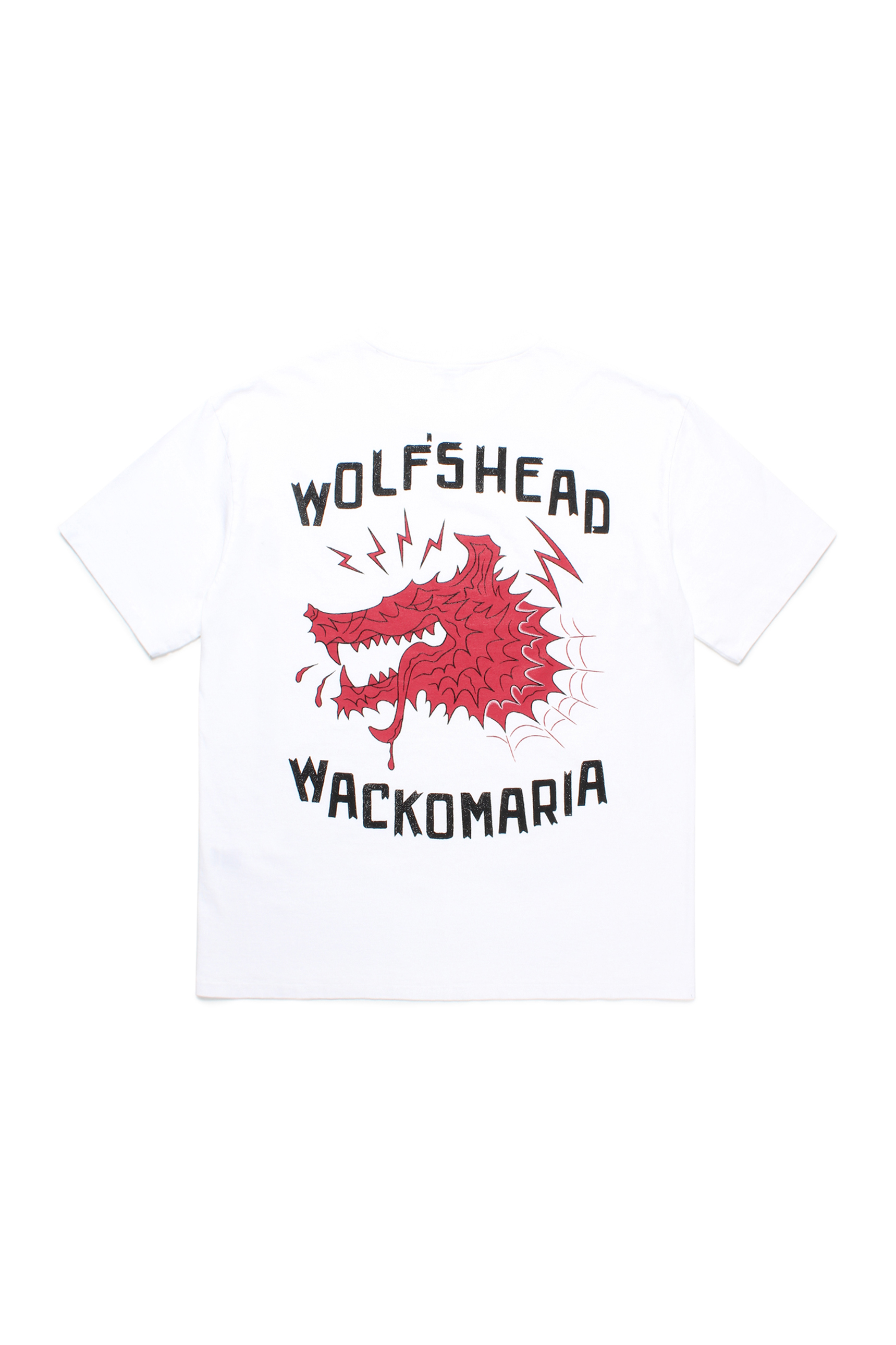 WOLF'S HEAD / WASHED HEAVY WEIGHT CREW NECK T-SHIRT（WHITE）