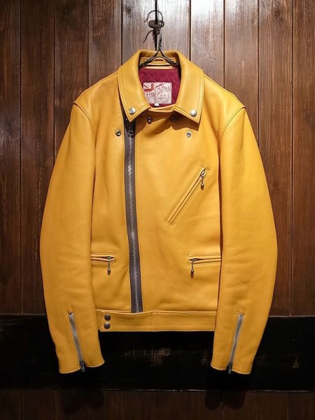 AD-03 KIP-LEATHER BRITISH ASYMMETRY JACKET (YELLOW)