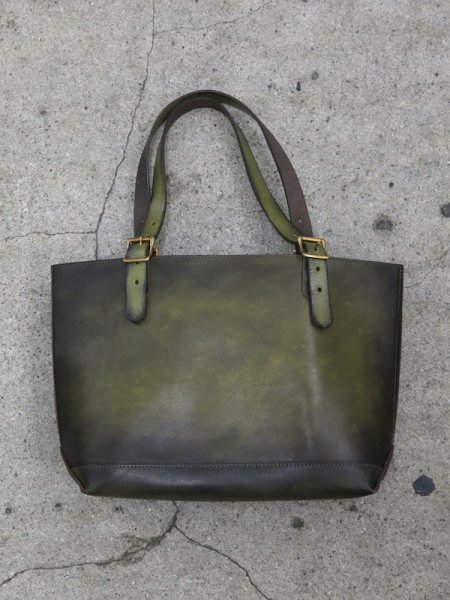 VS-263L LEATHER TRAVEL TOTE BAG -MEDIUM (OLIVE)