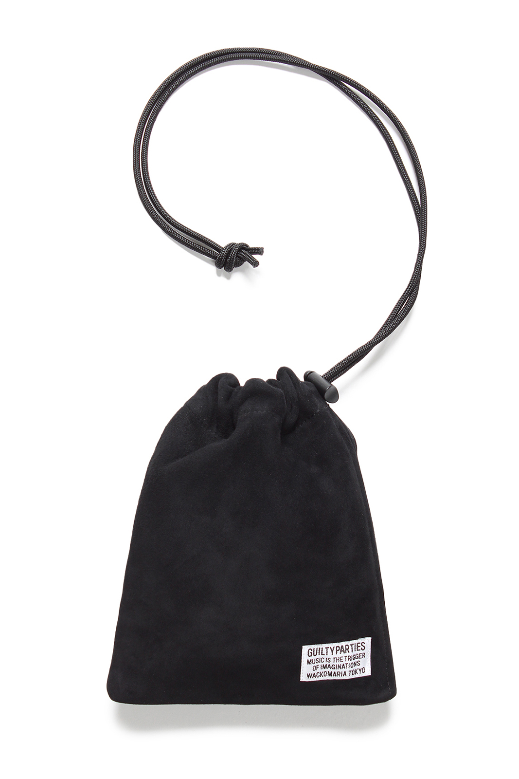 SUEDE LEATHER SHOULDER POUCH（BLACK）