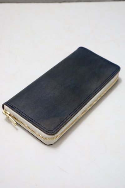 VSC-701ZI INDIGO LEATHER ROUND ZIP LONG WALLET (INDIGO)