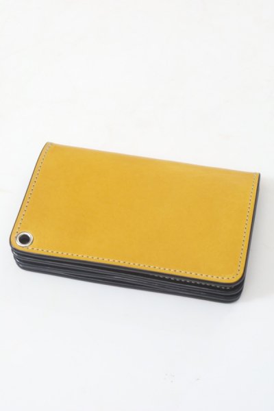 LEATHER WALLET -MIDDLE- （YELLOW/SILVER）