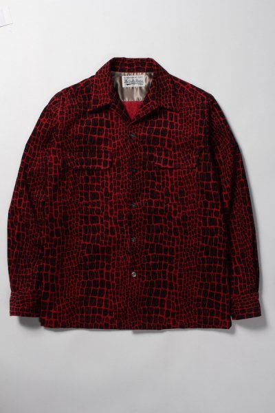 CROCODILE CORDUROY OPEN COLLAR SHIRT (RED)