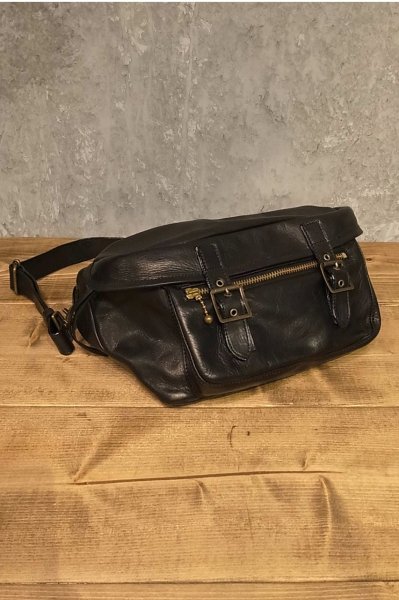 ACV-BG02L-19S HORSE LEATHER WAIST BAG （BLACK）