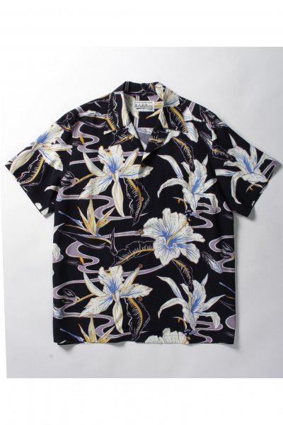 HAWAIIAN SHIRT S/S ( TYPE-8 ) (BLACK)