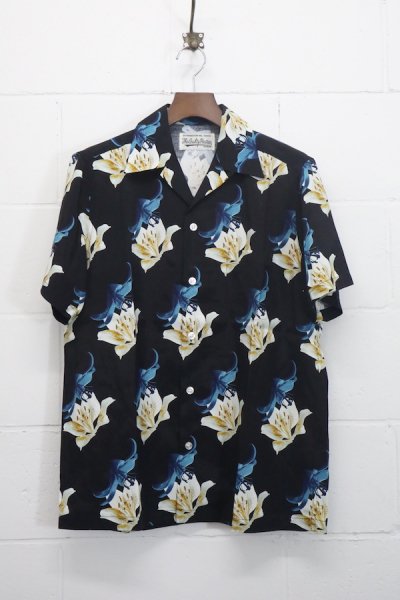 HAWAIIAN SHIRT S/S (TIGHT別注商品) (BLACK-WHITE-BLUE)