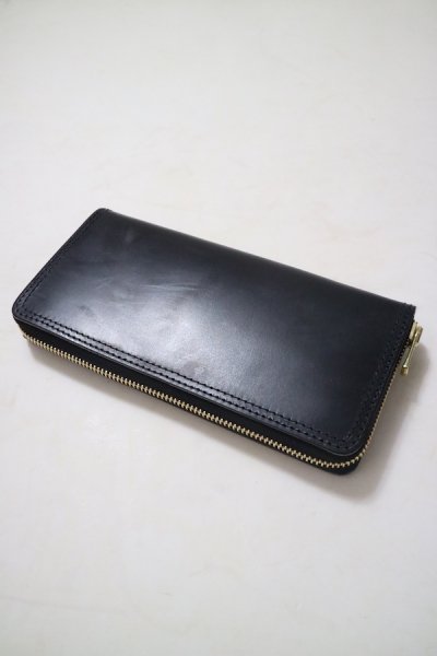 VSC-701ZBR LEATHER ROYAL ROUND ZIP LONG WALLET (BLACK)