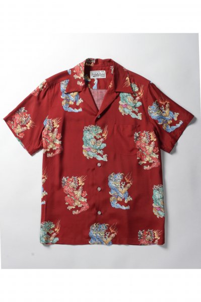 TIM LEHI / S/S HAWAIIAN SHIRT ( TYPE-3 ) (BURGUNDY)