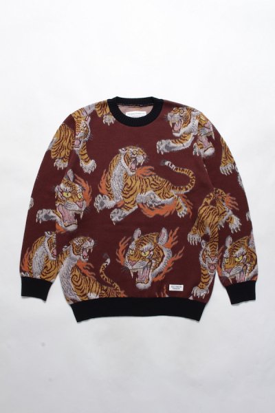 TIM LEHI / JACQUARD CREW NECK SWEATER (BROWN)