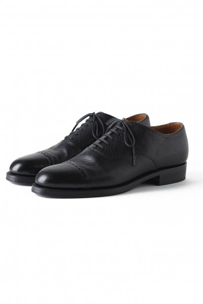 "The Banker" VACHETTA LEATHER CAP TOE SHOES (BLACK)