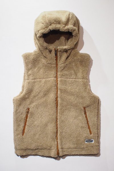 Hooded Boa Vest （Beige）