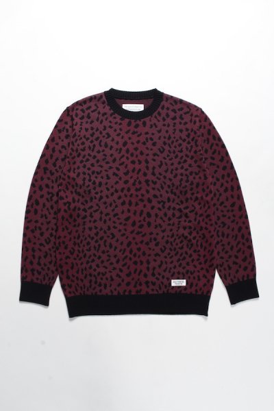 LEOPARD JACQUARD SWEATER ( TYPE-2 ) (BURGUNDY)