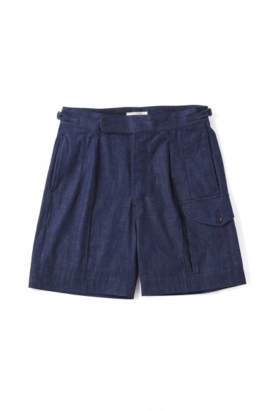 SIDE BUCKLE GRUKHA SHORTS (INDIGO)