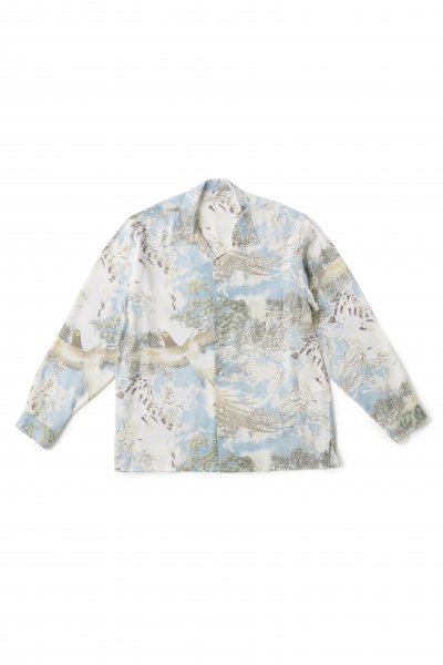 ORIGINAL PRINTED OPEN COLLAR SHIRTS (-ORIENTAL- long sleeve) (OPALINE)